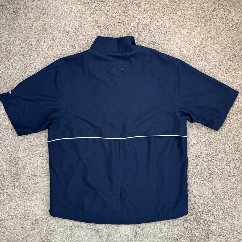 Cutter & Buck‎ WindTec Golf Pullover Mens L Navy S/S Jacket GCA 100 Sleece Patch